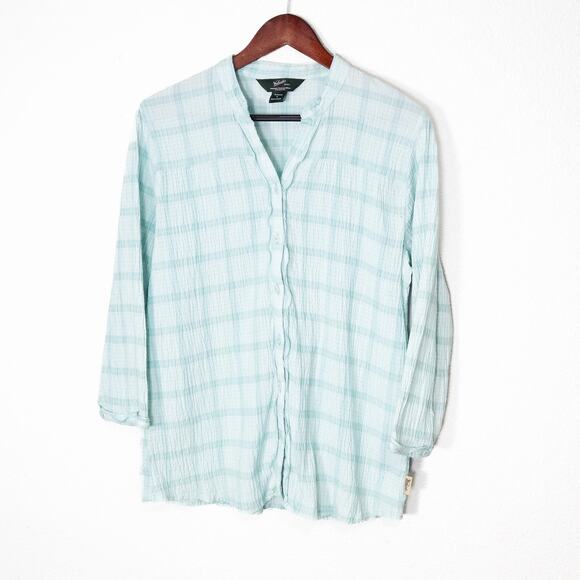 Woolrich Tops - Woolrich Women’s Shirt Aqua Plaid Button Front Modern Cottagecore Button-Up  XL